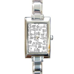 Blackboard Algorithms Black And White Pattern Rectangle Italian Charm Watch by dflcprintsclothing