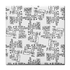 Blackboard Algorithms Black And White Pattern Tile Coaster