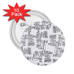 Blackboard Algorithms Black And White Pattern 2 25  Buttons (10 Pack)  by dflcprintsclothing