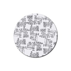 Blackboard Algorithms Black And White Pattern Rubber Coaster (round) by dflcprintsclothing