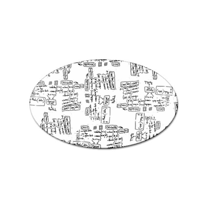 Blackboard Algorithms Black and White Pattern Sticker (Oval)