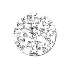 Blackboard Algorithms Black And White Pattern Magnet 3  (round) by dflcprintsclothing