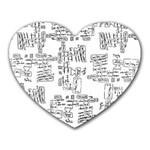 Blackboard Algorithms Black and White Pattern Heart Mousepad Front