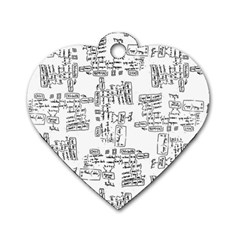 Blackboard Algorithms Black And White Pattern Dog Tag Heart (two Sides) by dflcprintsclothing