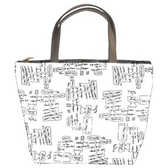 Blackboard Algorithms Black And White Pattern Bucket Bag by dflcprintsclothing