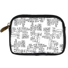 Blackboard Algorithms Black And White Pattern Digital Camera Leather Case by dflcprintsclothing