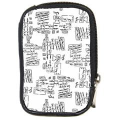 Blackboard Algorithms Black And White Pattern Compact Camera Leather Case by dflcprintsclothing