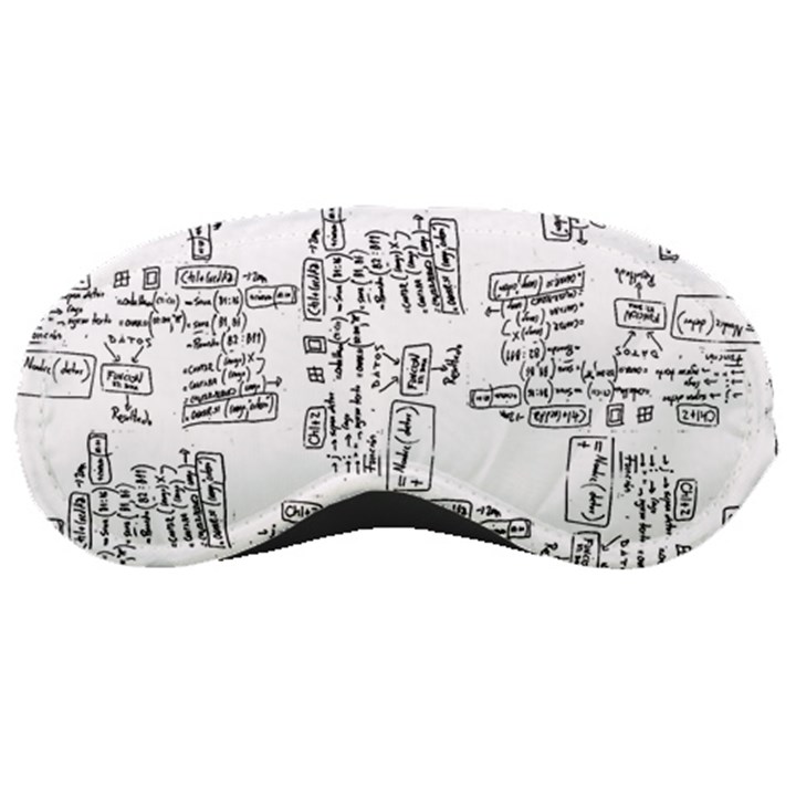 Blackboard Algorithms Black and White Pattern Sleep Mask