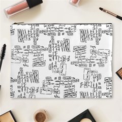 Blackboard Algorithms Black And White Pattern Cosmetic Bag (xl) by dflcprintsclothing