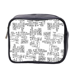 Blackboard Algorithms Black And White Pattern Mini Toiletries Bag (two Sides) by dflcprintsclothing