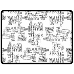 Blackboard Algorithms Black And White Pattern Fleece Blanket (large) by dflcprintsclothing