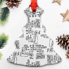 Blackboard Algorithms Black And White Pattern Ornament (christmas Tree) 