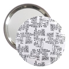 Blackboard Algorithms Black And White Pattern 3  Handbag Mirrors by dflcprintsclothing