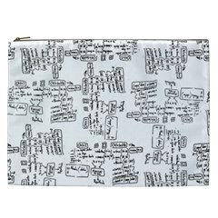 Blackboard Algorithms Black And White Pattern Cosmetic Bag (xxl) by dflcprintsclothing