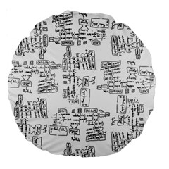 Blackboard Algorithms Black And White Pattern Large 18  Premium Round Cushions by dflcprintsclothing