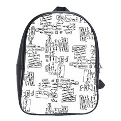 Blackboard Algorithms Black And White Pattern School Bag (xl) by dflcprintsclothing