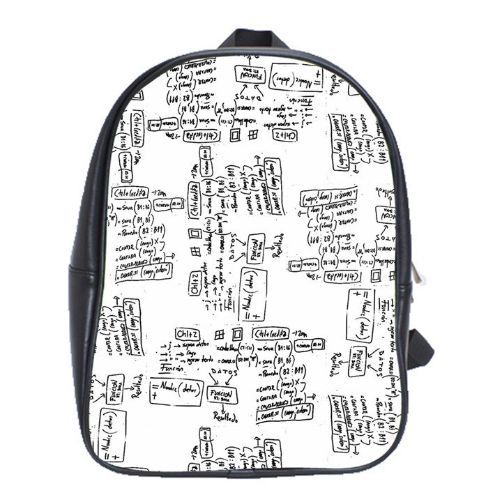 Blackboard Algorithms Black and White Pattern School Bag (XL)