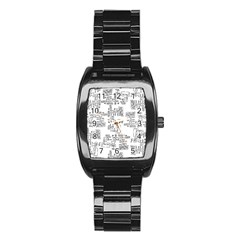 Blackboard Algorithms Black And White Pattern Stainless Steel Barrel Watch by dflcprintsclothing