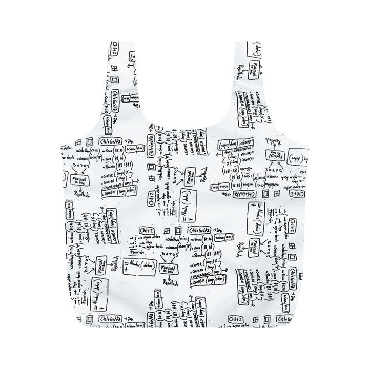 Blackboard Algorithms Black and White Pattern Full Print Recycle Bag (M)