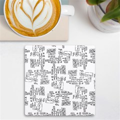 Blackboard Algorithms Black And White Pattern Uv Print Square Tile Coaster  by dflcprintsclothing