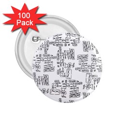 Blackboard Algorithms Black And White Pattern 2 25  Buttons (100 Pack)  by dflcprintsclothing