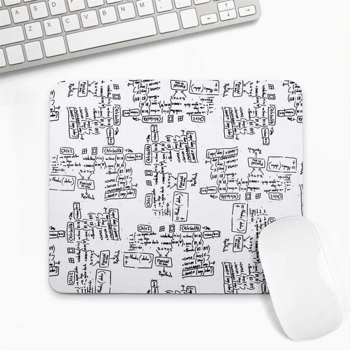 Blackboard Algorithms Black and White Pattern Large Mousepad