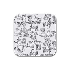 Blackboard Algorithms Black And White Pattern Rubber Square Coaster (4 Pack)