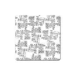 Blackboard Algorithms Black And White Pattern Square Magnet by dflcprintsclothing