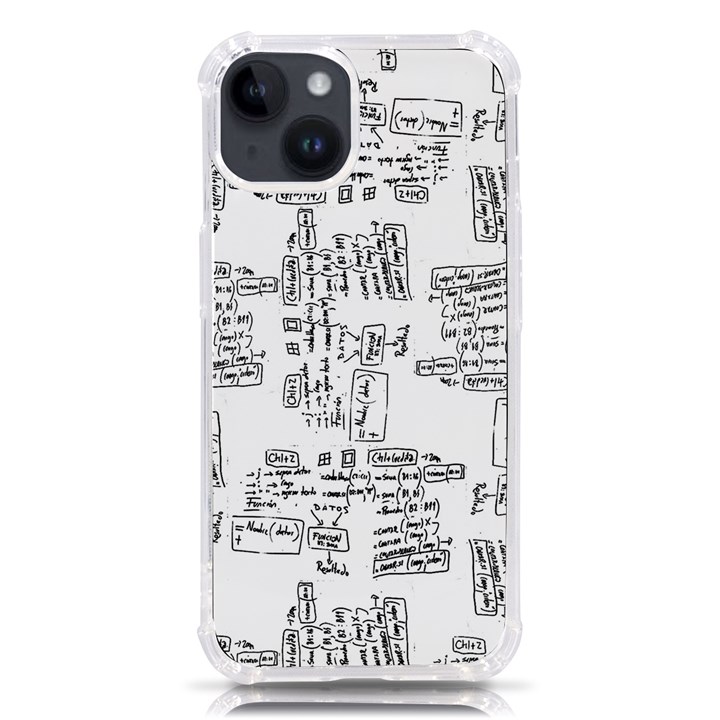 Blackboard Algorithms Black and White Pattern iPhone 14 TPU UV Print Case