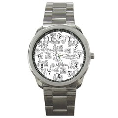 Blackboard Algorithms Black And White Pattern Sport Metal Watch by dflcprintsclothing