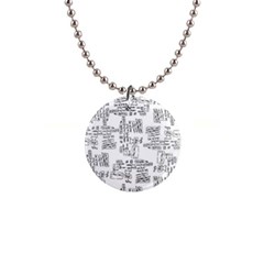 Blackboard Algorithms Black And White Pattern 1  Button Necklace by dflcprintsclothing