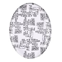 Blackboard Algorithms Black And White Pattern Oval Glass Fridge Magnet (4 Pack) by dflcprintsclothing