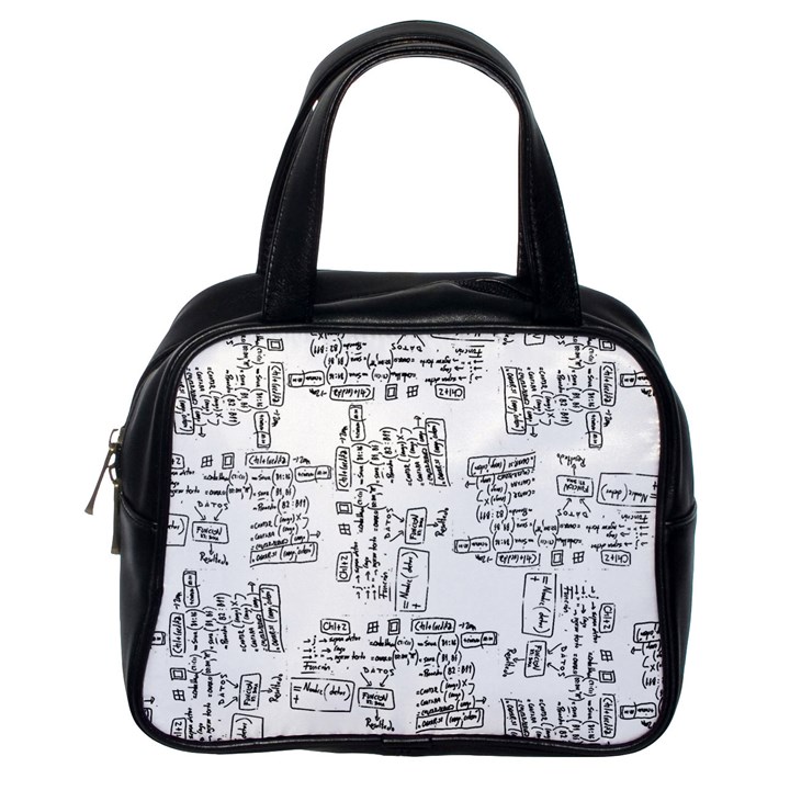 Blackboard Algorithms Black and White Pattern Classic Handbag (One Side)