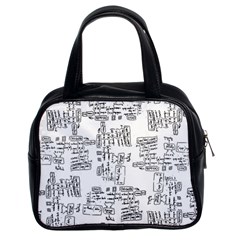 Blackboard Algorithms Black And White Pattern Classic Handbag (two Sides) by dflcprintsclothing