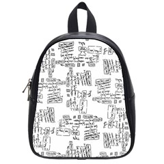 Blackboard Algorithms Black And White Pattern School Bag (small) by dflcprintsclothing