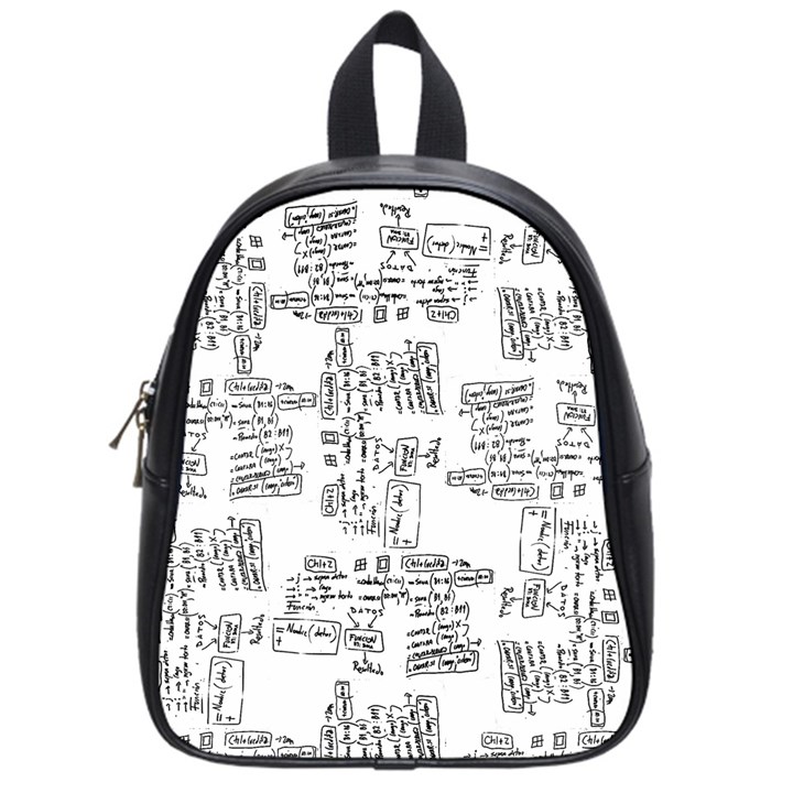 Blackboard Algorithms Black and White Pattern School Bag (Small)