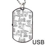 Blackboard Algorithms Black and White Pattern Dog Tag USB Flash (Two Sides) Front