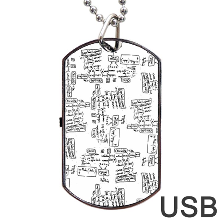 Blackboard Algorithms Black and White Pattern Dog Tag USB Flash (Two Sides)