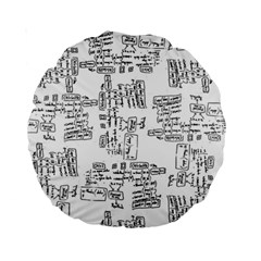 Blackboard Algorithms Black And White Pattern Standard 15  Premium Round Cushions by dflcprintsclothing