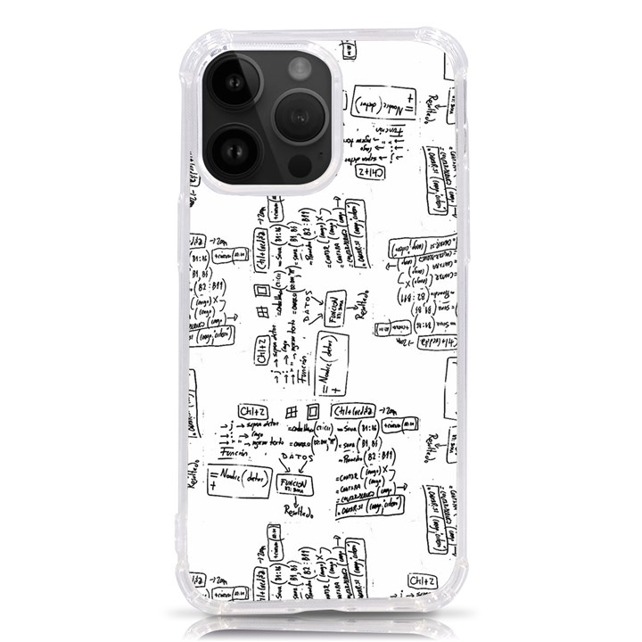 Blackboard Algorithms Black and White Pattern iPhone 14 Pro Max TPU UV Print Case