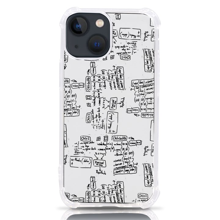 Blackboard Algorithms Black and White Pattern iPhone 13 mini TPU UV Print Case