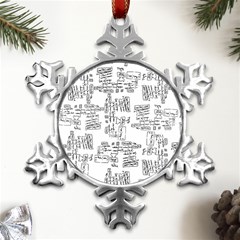 Blackboard Algorithms Black And White Pattern Metal Small Snowflake Ornament by dflcprintsclothing