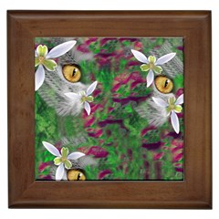 Illustrations Color Cat Flower Abstract Textures Framed Tile by anzea