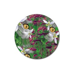 Illustrations Color Cat Flower Abstract Textures Magnet 3  (round) by anzea