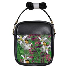 Illustrations Color Cat Flower Abstract Textures Girls Sling Bag by anzea