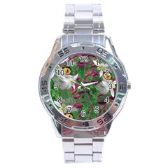 Illustrations Color Cat Flower Abstract Textures Stainless Steel Analogue Watch