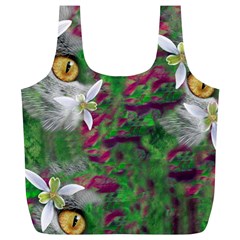 Illustrations Color Cat Flower Abstract Textures Full Print Recycle Bag (xl) by anzea