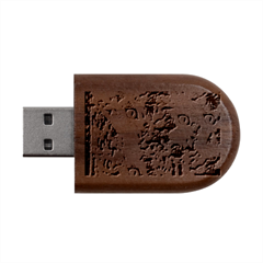 Illustrations Color Cat Flower Abstract Textures Wood Oval Usb Flash Drive