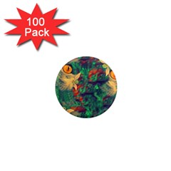 Illustrations Color Cat Flower Abstract Textures Orange 1  Mini Magnets (100 Pack) 