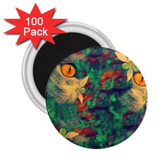 Illustrations Color Cat Flower Abstract Textures Orange 2 25  Magnets (100 Pack) 